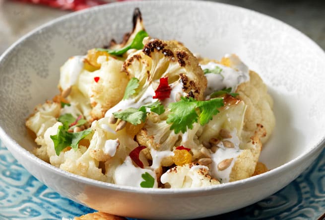 Blomkål med lime- och korianderdessing