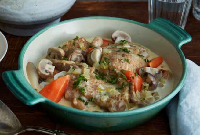 Fransk blanquette de poulet och fänkålssallad