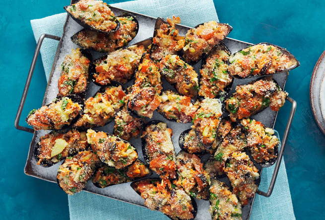 Gratinerade blåmusslor