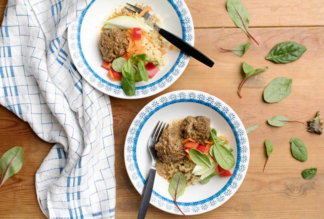 Köttfärsbiffar med purjolök och gräddig sås