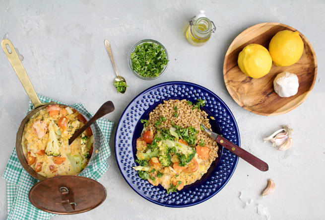 Gräddig gryta med linser, tomat och gremolata