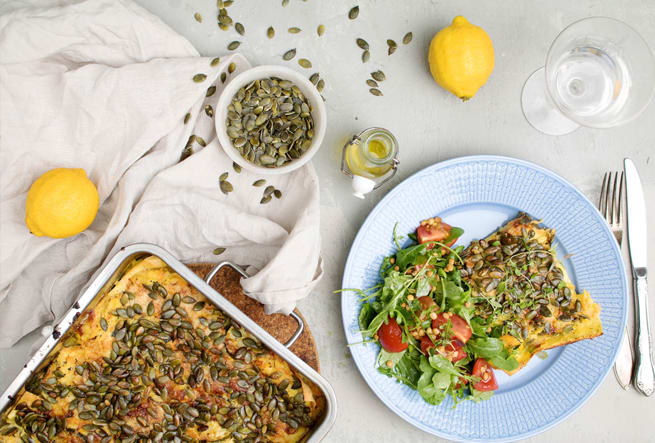 Krämig citron- och grönsakslasagne med parmesan