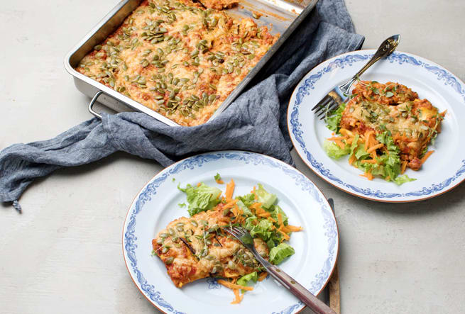 Mustig lasagne med aubergine och pumpakärnor