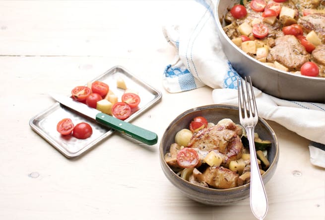 Pasta med fläskytterfilé och champinjoner