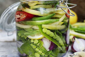 Picklade grönsaker i 1-1-1-lag