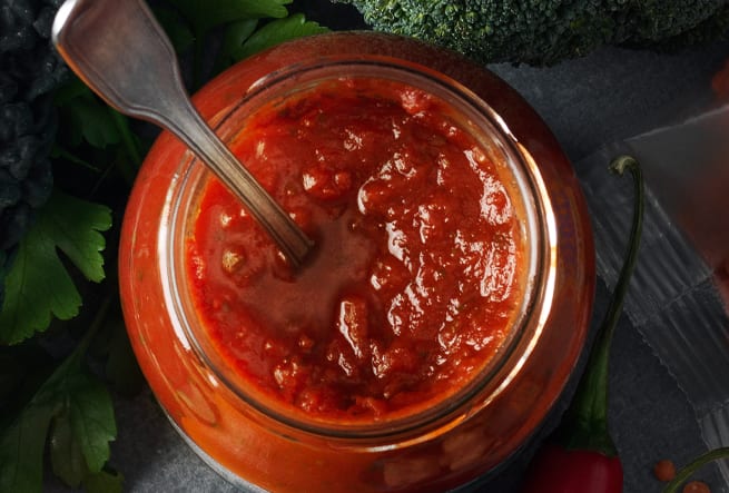 Röd linsröra med apelsin och rosmarin