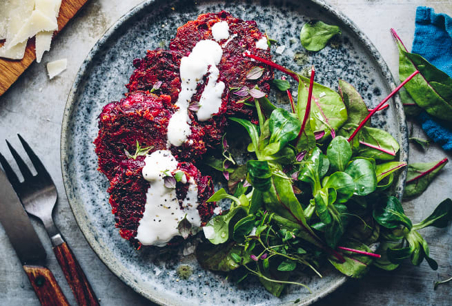 Rödbetsbiffar med parmesan
