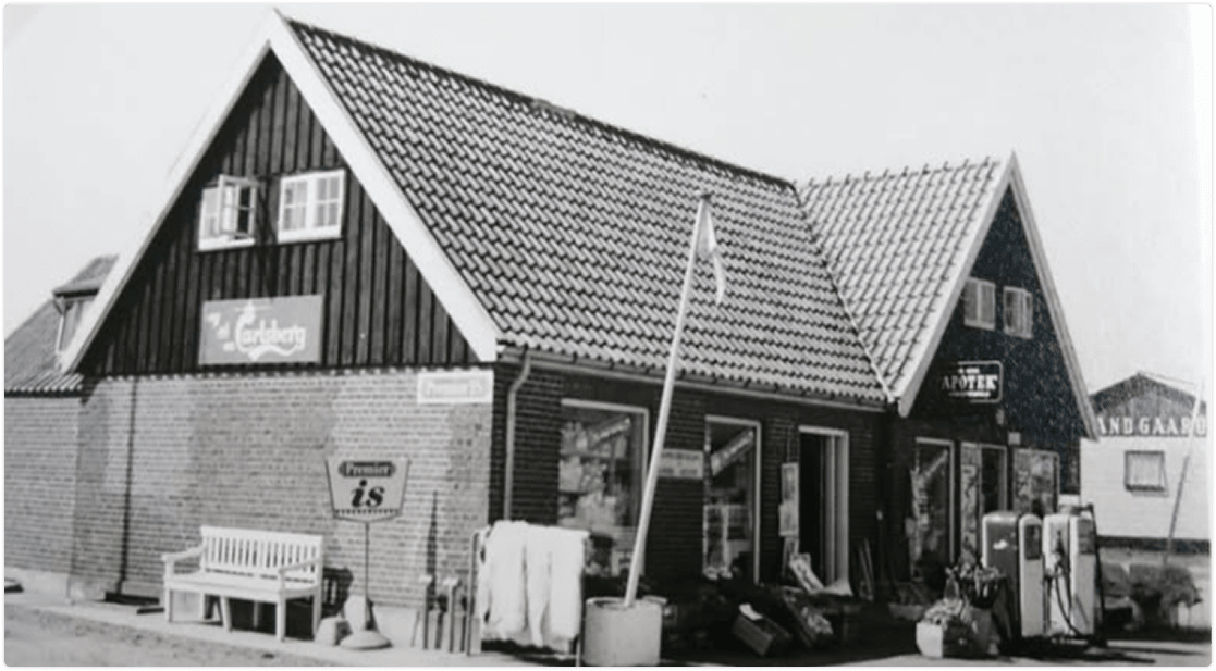 Historisk billede af Købmand Hansens virksomhed