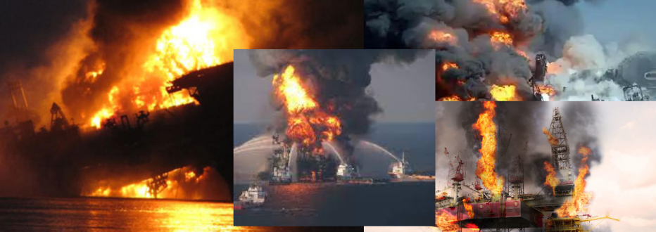 oil rigs on fire