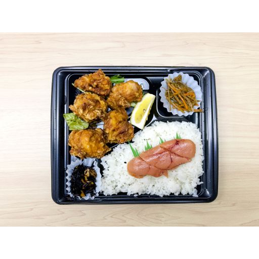 明太子弁当・鶏の唐揚げ-1