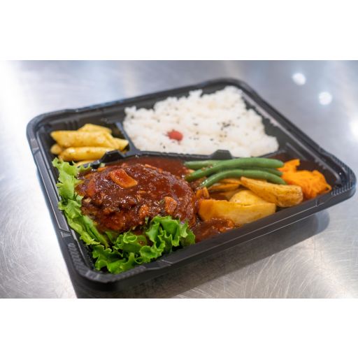 ハンバーグガーリックソース弁当-1