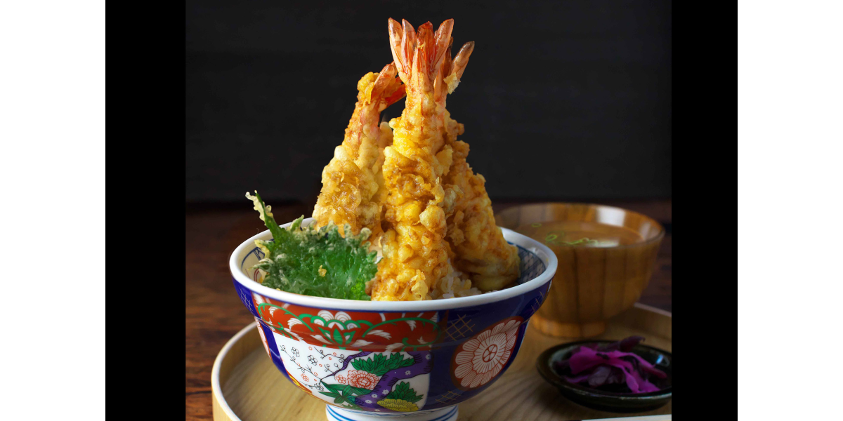 1285 ムサシノ製麺所 | 海老天丼 （赤だし・香の物付） | NEW PORT