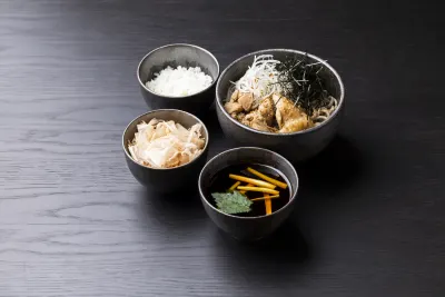 肉汁つけ辛味蒩麦　「鶏」　季節の小飯セット