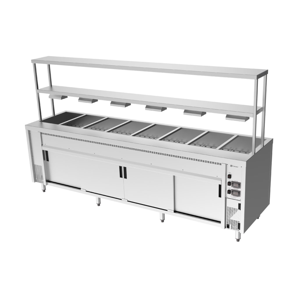 Culinaire Island Bain Marie with Double Gantry & Heat Lamps to Bottom
