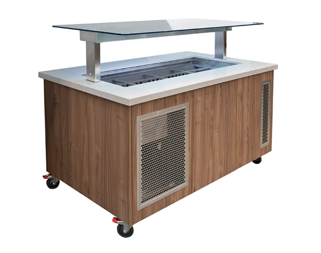 Culinaire Mobile Refrigerated Island Buffet with Flat Glass Gantry