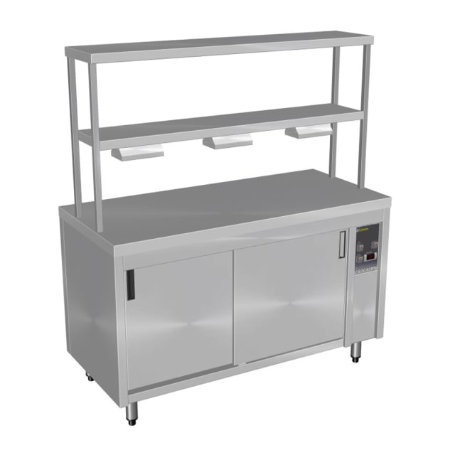 Culinaire Island Hot Cupboard with Double Gantry and Heat Lamps