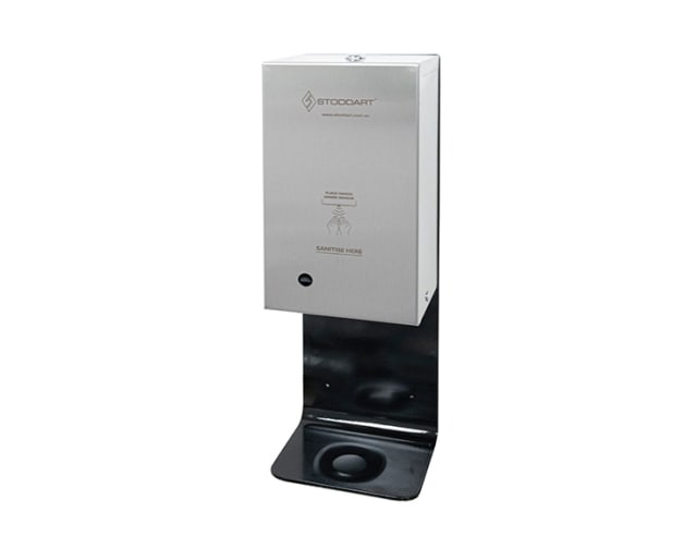 Black Powdercoated Automatic Hands Free Lockable Sanitiser Dispenser with Wall Mounting Plate