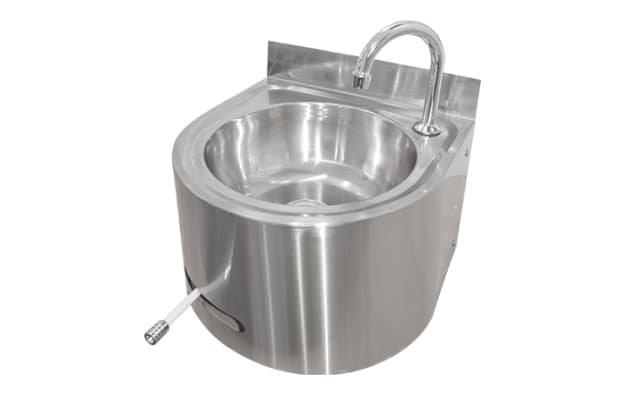 Stoddart Plumbing Wall Mounted Wand Operated Round Wash Basin
