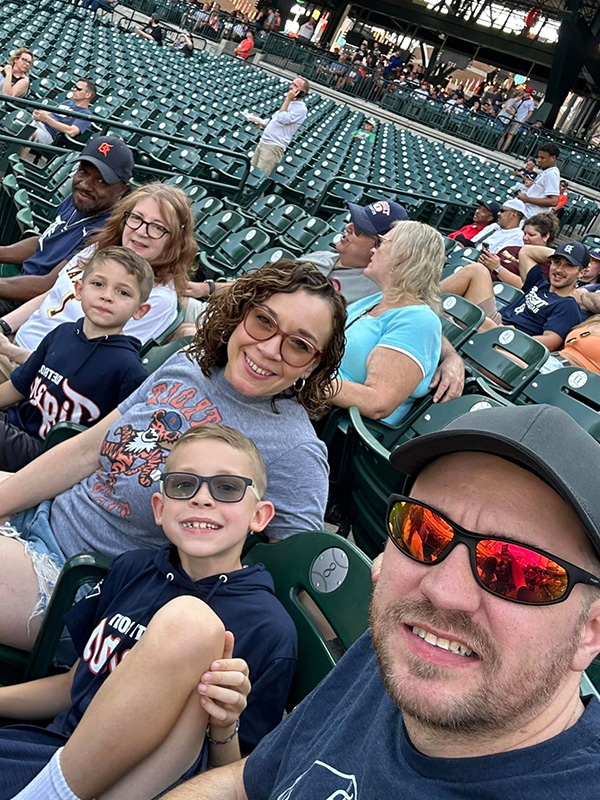 The Wyatt family at a baseball game.