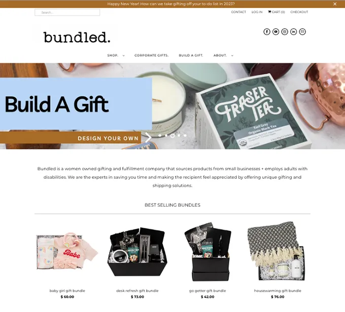 Screenshot of the old Bundled Gifting website.
