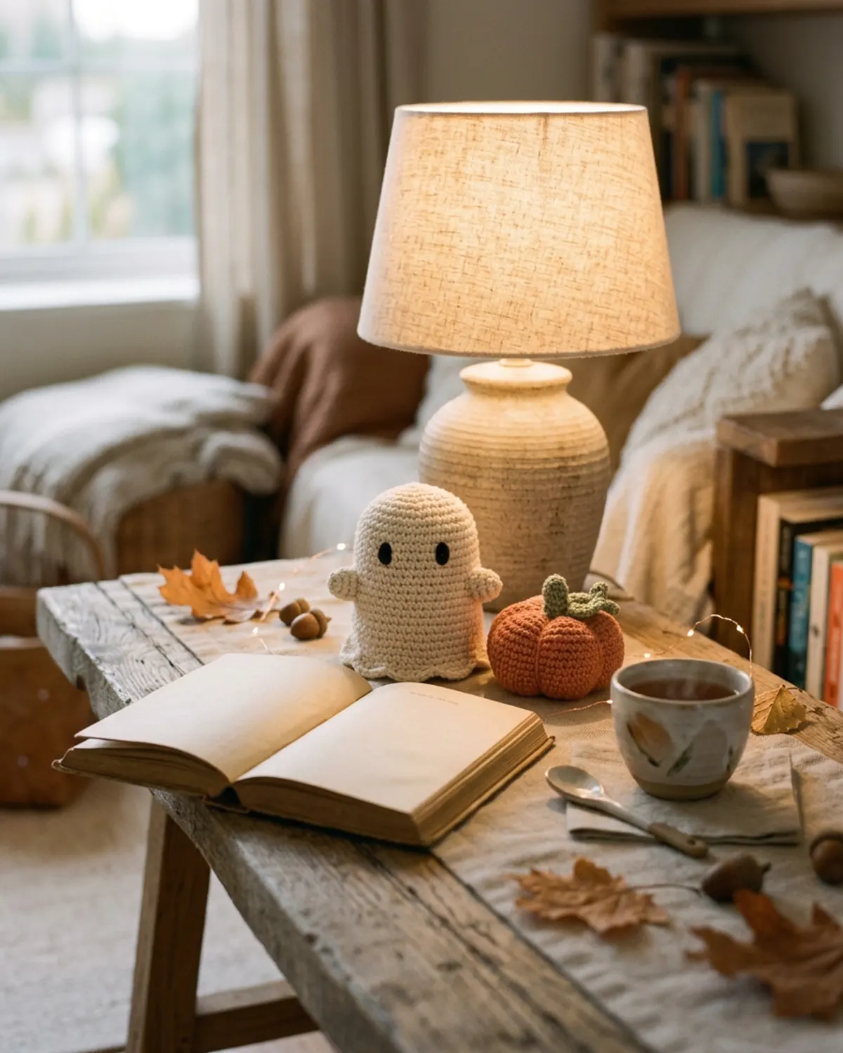 Góc Halloween ấm áp với thú len handmade trong buổi tối yên tĩnh
