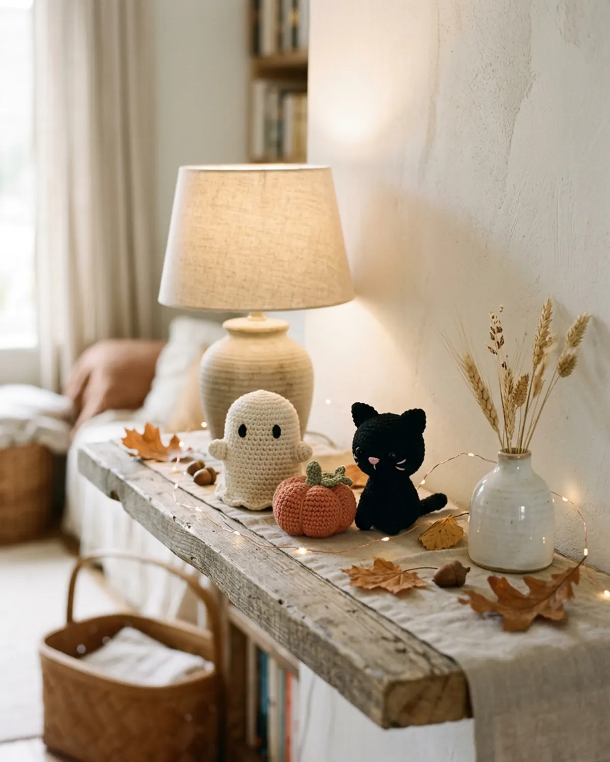 Góc Halloween nhỏ xinh với thú len handmade và gam màu nhẹ nhàng