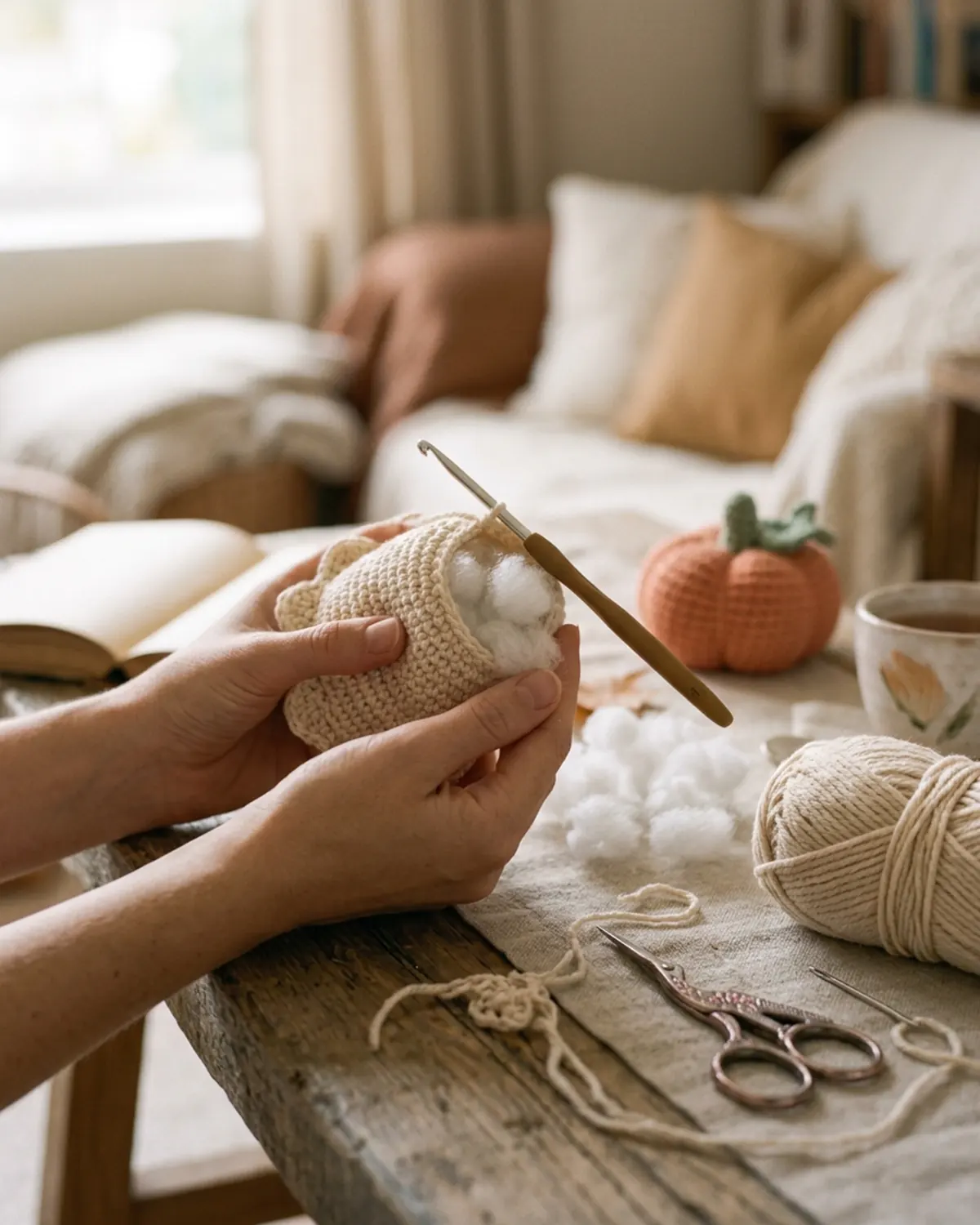 Cách nhồi bông amigurumi từng chút một để tạo hình thú len
