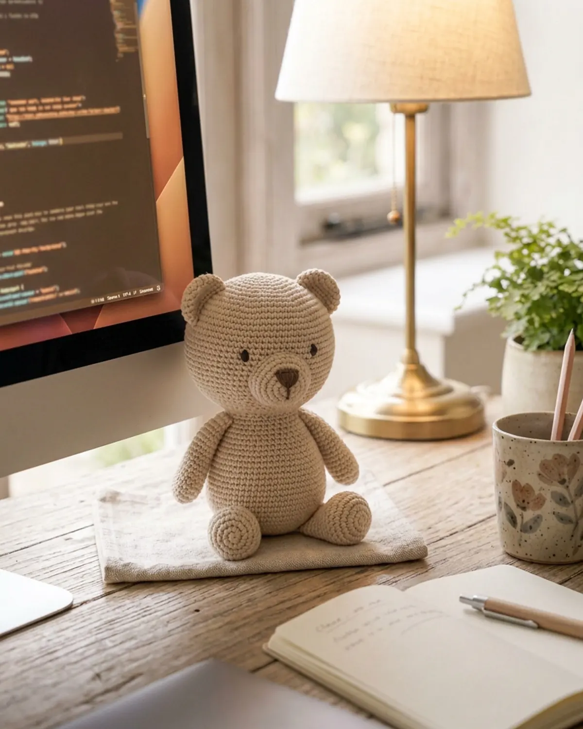 Thú len handmade nhỏ xinh làm Little Friend trên bàn làm việc