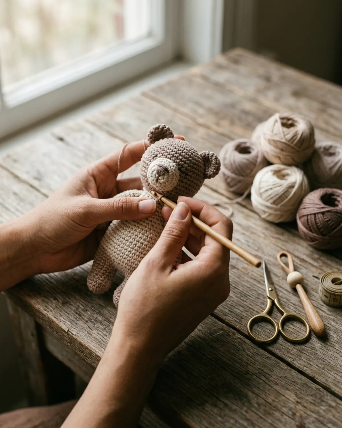 Quá trình làm một món quà handmade bằng những mũi móc len thủ công