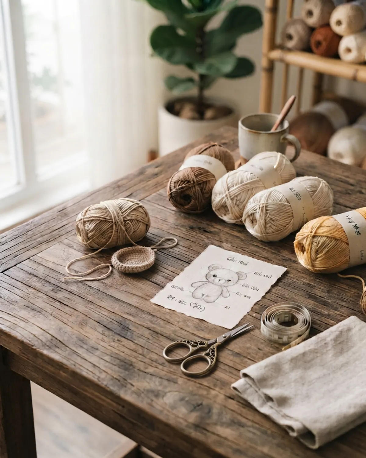Nguyên liệu và ý tưởng ban đầu cho một sản phẩm crochet handmade