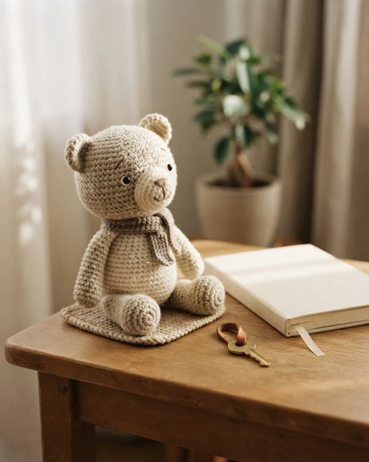 Chú thú len handmade với biểu cảm riêng tạo cảm giác như một nhân vật có câu chuyện