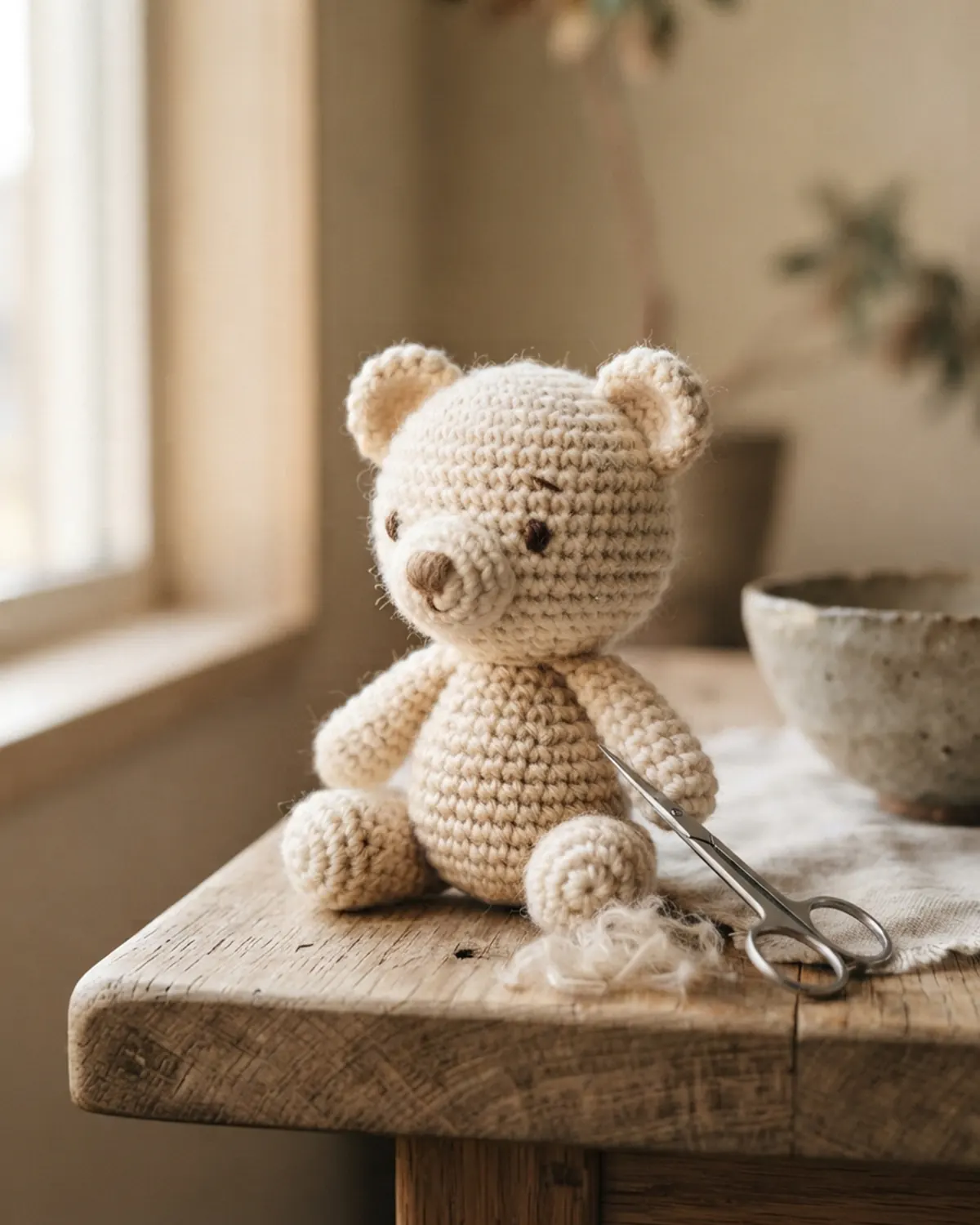 Xử lý nhẹ nhàng những sợi len xù trên bề mặt thú len handmade