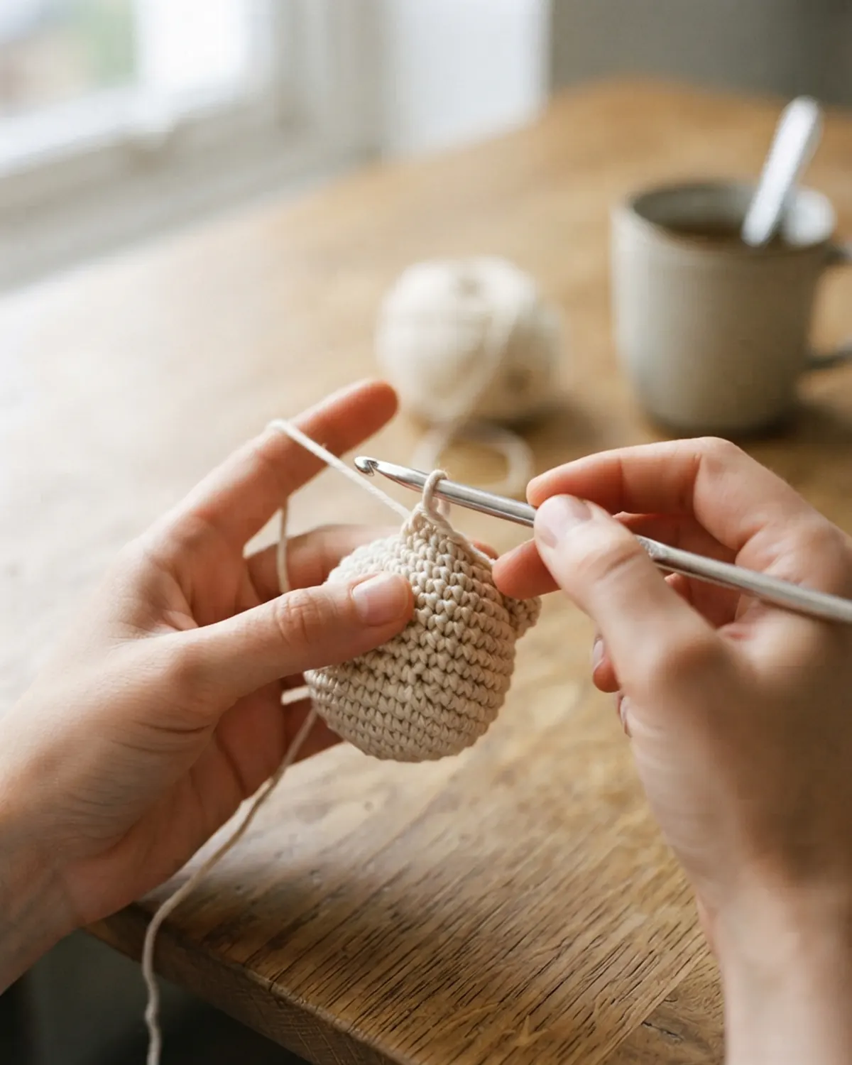 Sợi len sáng màu giúp người mới dễ quan sát từng mũi móc