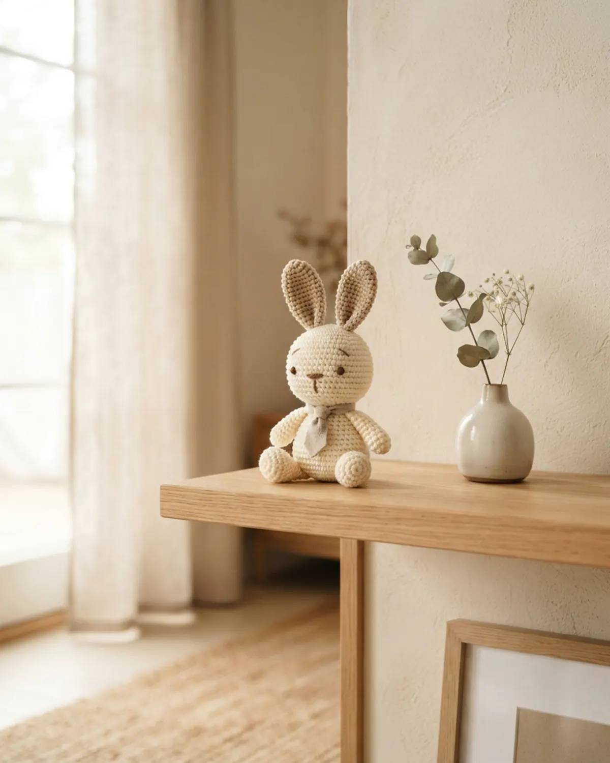 Thú len handmade được đặt ở nơi có ánh sáng tự nhiên nhẹ, tránh nắng trực tiếp