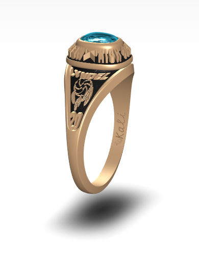 Princess cut class ring top