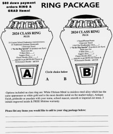 Other - RING PACKAGE includes CAP & GOWN MEASUREMENTS, CLASS RING & CELEBRATION ITEMS (see description for how to complete order)