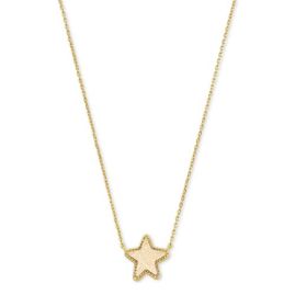 Kendra Scott - Jae Star Short Pendant Necklace Gold Tone - Iridescent Drusy