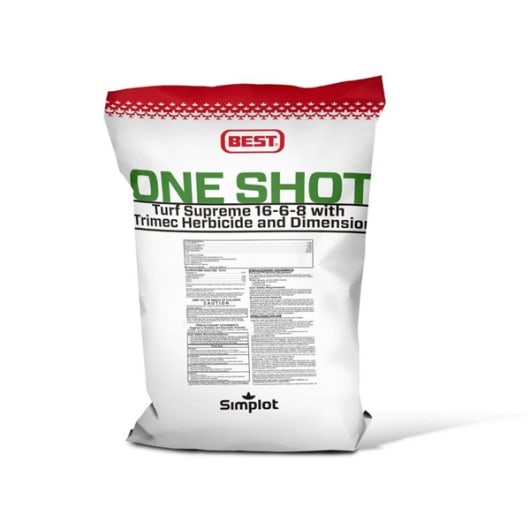 One-Shot Herbicide, 50 lb Bag 16-6-8 N-P-K Solid Granular Dark Gray 12500  sq-ft Combo Post/Pre-Emergent with Dimension and Trimec