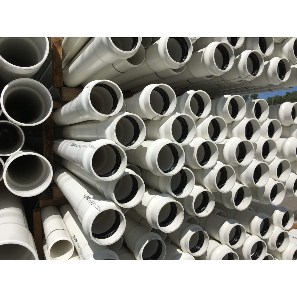 Pressure Pipe, 3" x 20' Bell End CL 200 SDR21 PVC White Gasketed