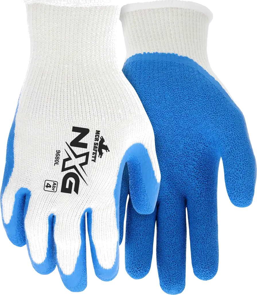 Rubber-Coated Work Gloves, Blue, Large