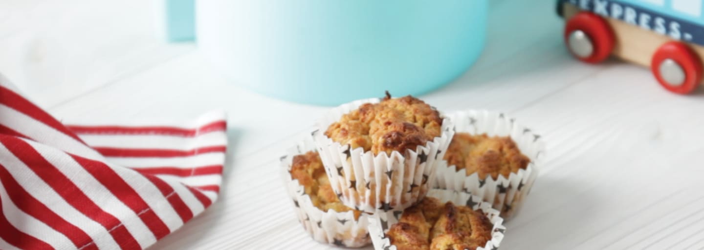 Nemme Mini muffins med banan bagt med Grødpulver fra Semper Børnemad