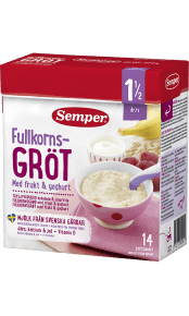 Fullkornsgröt med frukt & yoghurt från Semper Barnmat