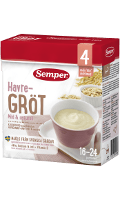 Havregrød mild & naturel fra 4 måneder - Semper Børnemad