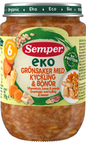 Økologisk måltid med pasta, kylling & bønner fra Semper Børnemad