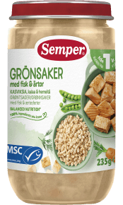 Kasviksia, kalaa ja herneitä alkaen 1v.