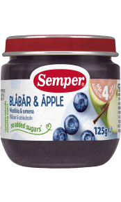 Semper Frugtpuré Blåbær & Æble fra 4 måneder