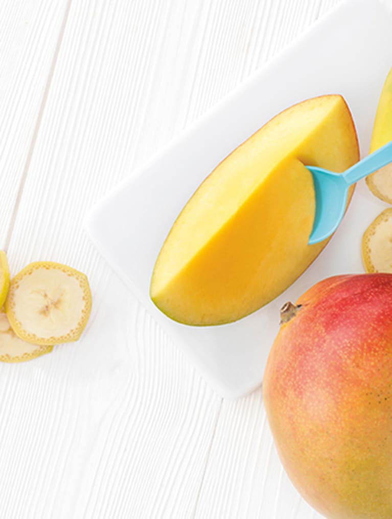 Mango og banan til frugtpuré