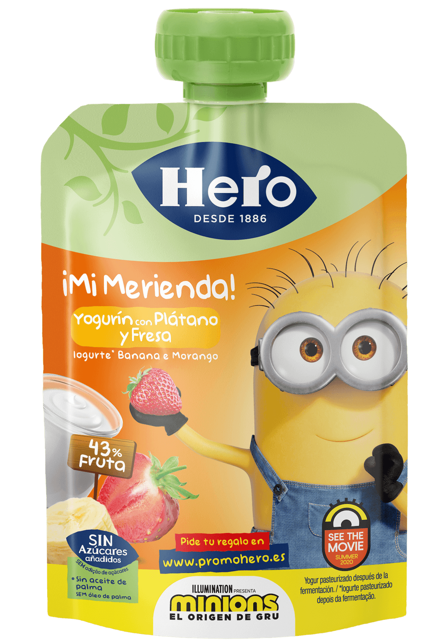 Saqueta Minions Iogurte, Banana e Morango