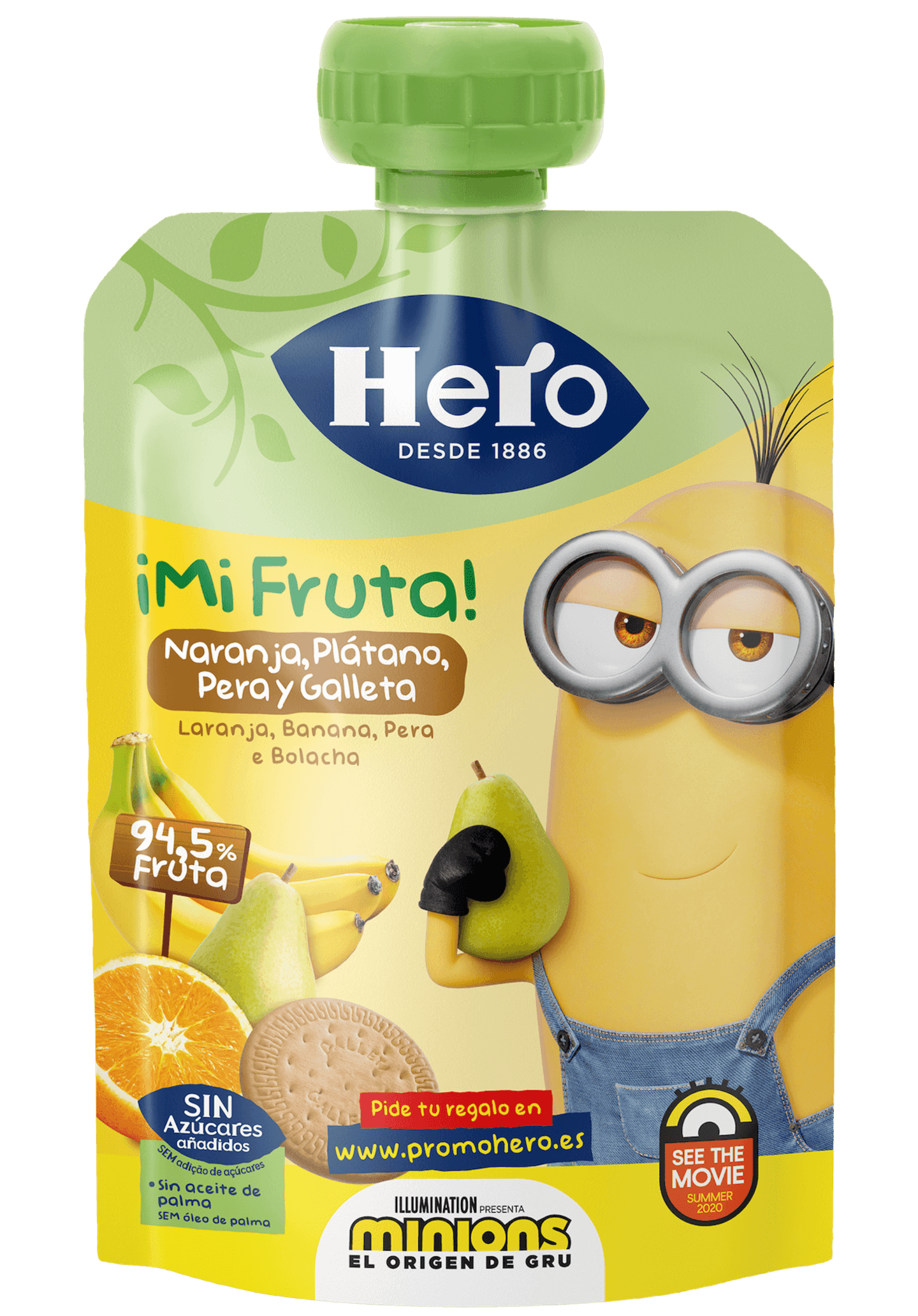 Saqueta Minions Laranja, Banana, Pera e Bolacha