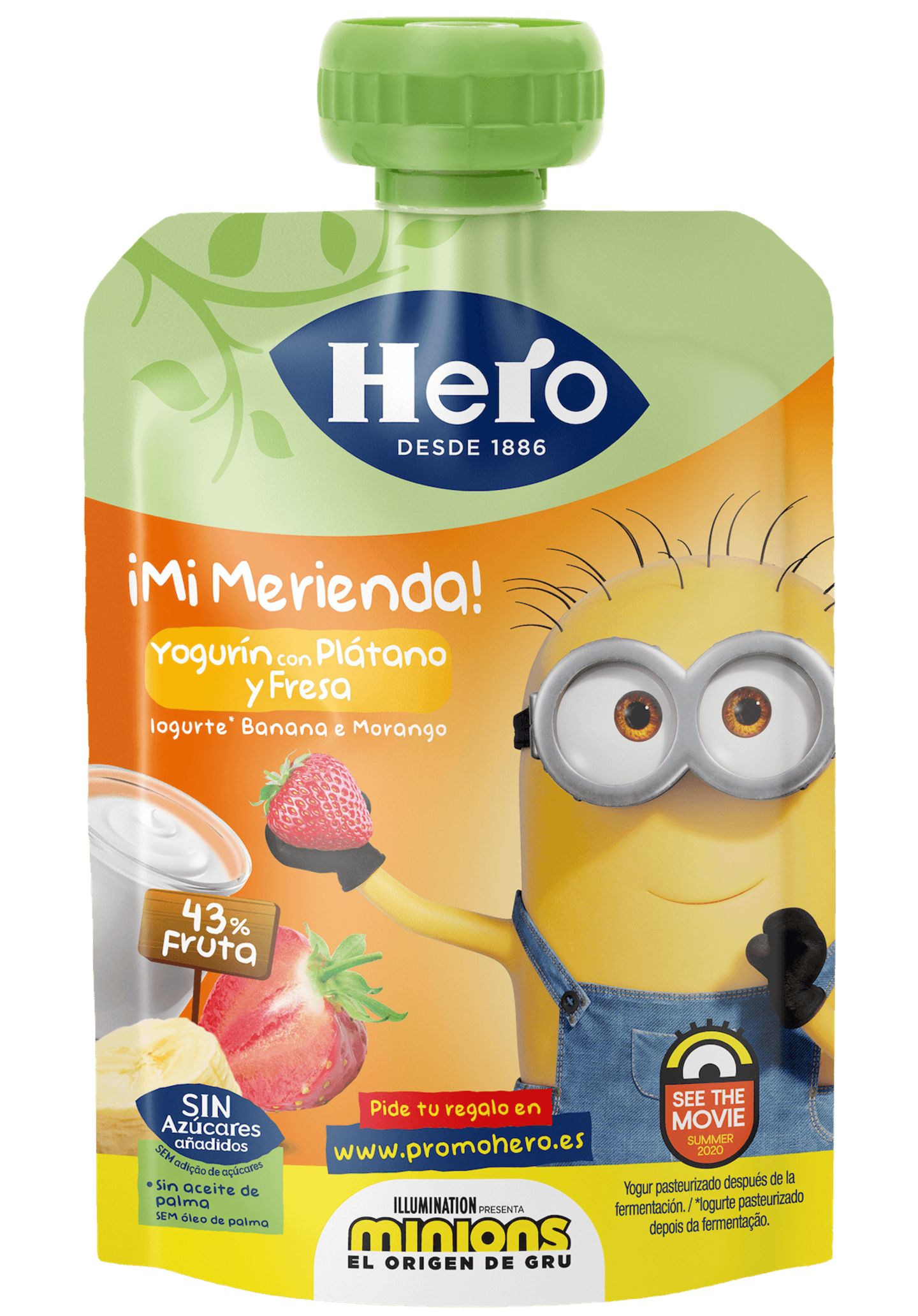 Saqueta Minions Iogurte, Banana e Morango